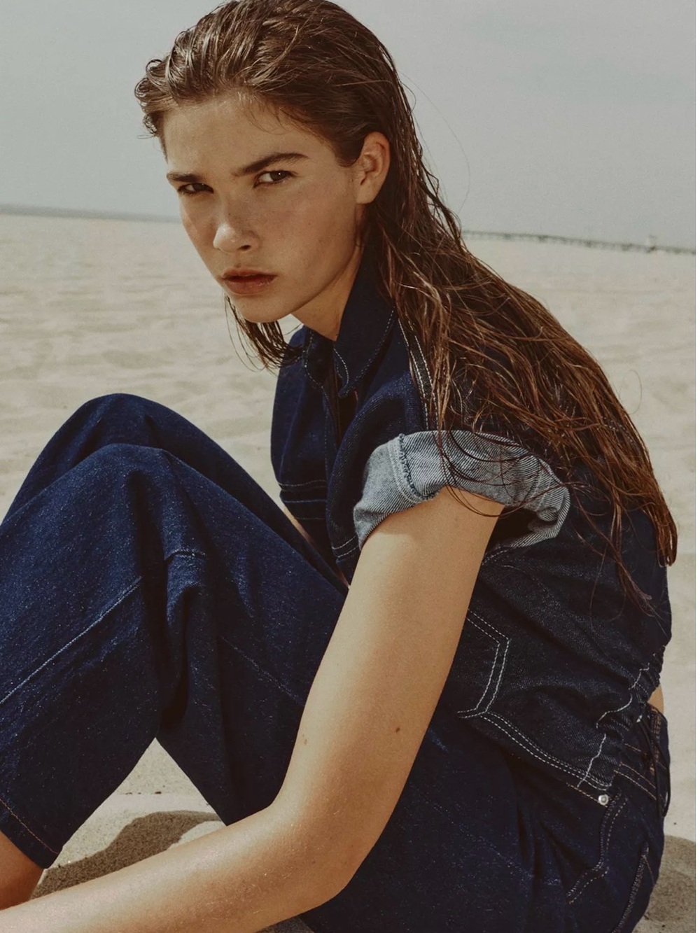 ZARA DENIM CROPPED TOP